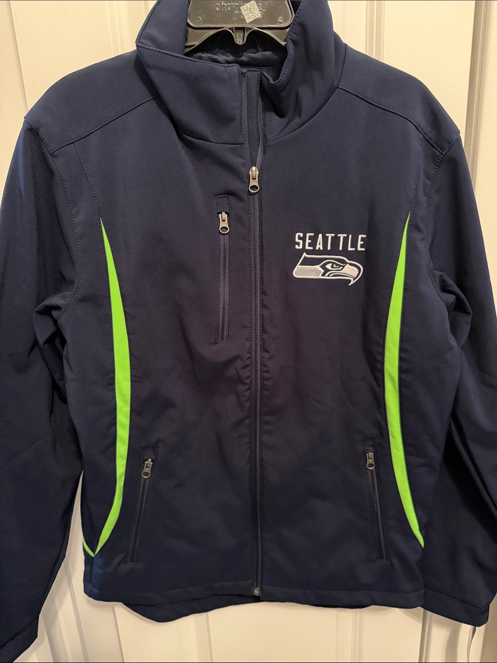 NFL Seattle Women's Navy Jacket with Bright Green Accents Size S
